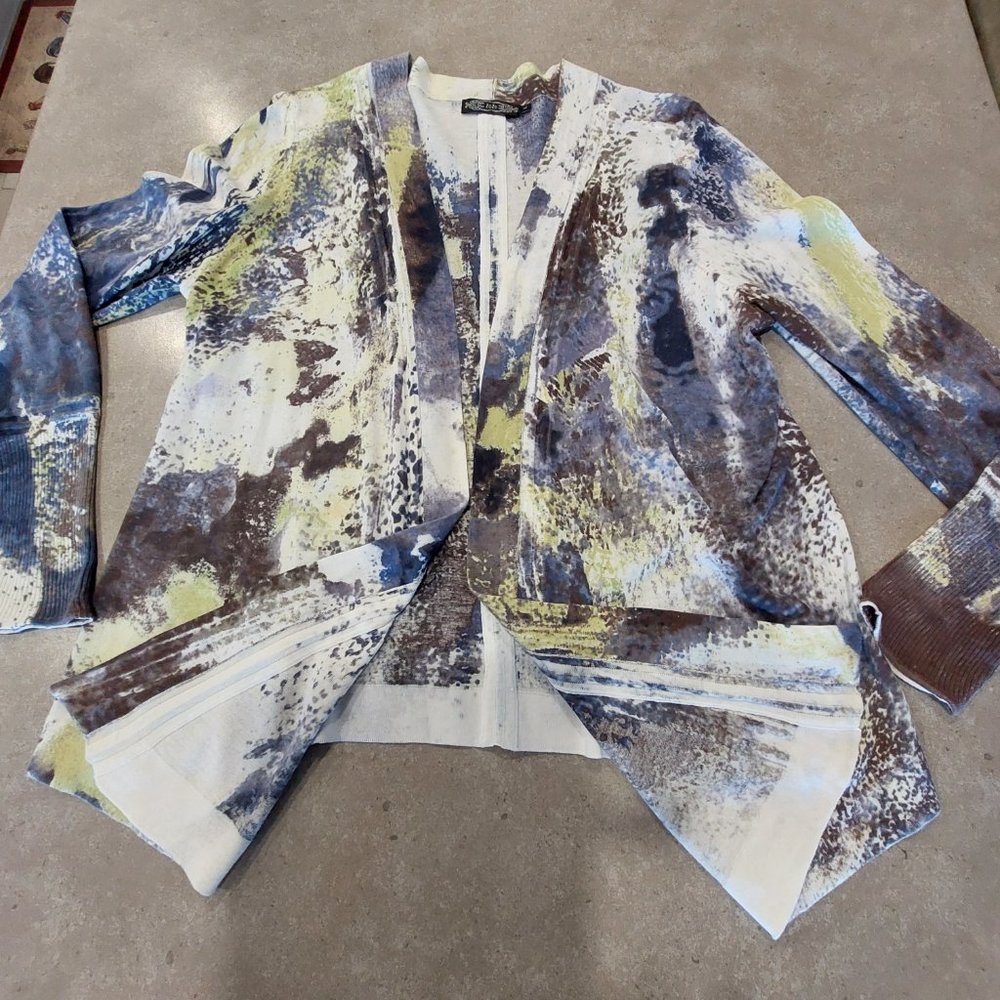 ZOZO Women's Graphic Waterfall Print Open Front L/S Cardigan  Size Large